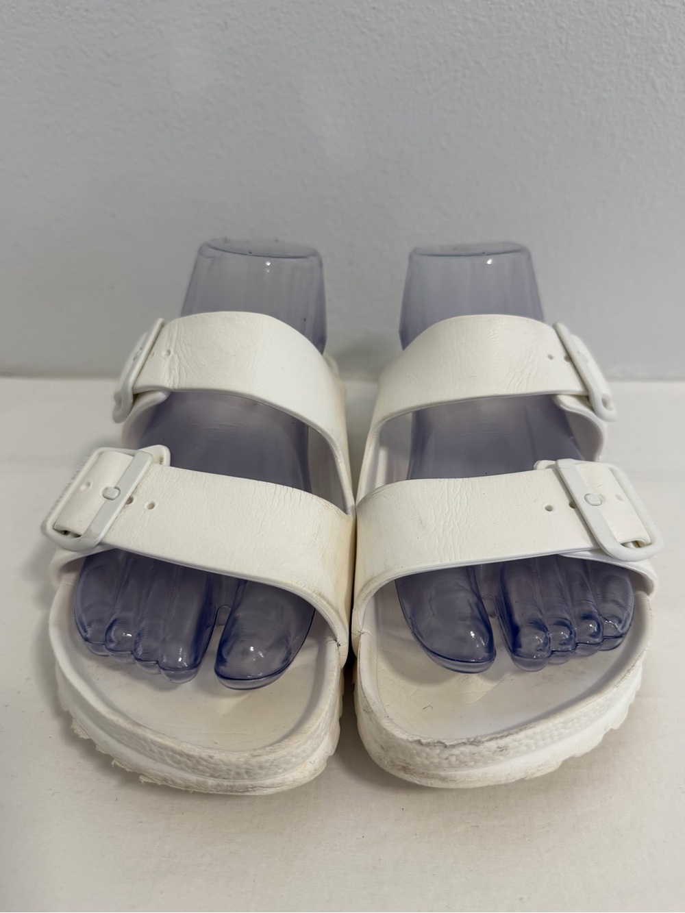 Birkenstock Arizona Eva slide sandals white double buckle size 38